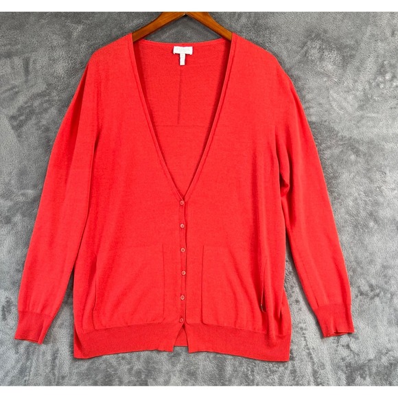 Escada Sport Sweaters - Escada Sport Cardigan Sweater Medium Orange V-Neck Button Front Cotton Viscose
